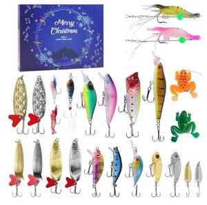lot 23524 image: Fishing Advent Calendar 2025, 24 Day Fishing Lure Countdown Calendar, Xmas Fishing Gift Christmas Countdown Fish Tackle Set Fishing Tackle for Father Lovers Boyfriend Brother (Style 1)
