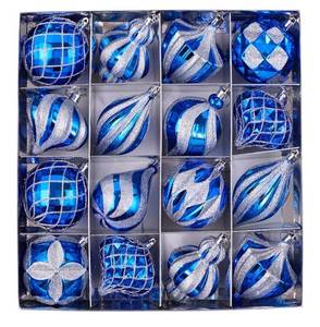lot 23526 image: 3 Count of 16ct Blue and Silver Christmas Ornaments Set for Xmas Trees, 3.15 Shatterproof Christmas Tree Decorations Hanging Ball Ornaments for Holiday Party Decor