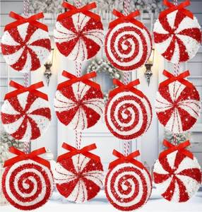 lot 23529 image: Arrowbash 12 Pcs Large Christmas Glitter Candy Canes Ornaments 3.94 Hanging Glitter Lollipop Candy Cane Foam Xmas Tree Peppermint Ornament for Home Christmas Party (Red White,Mixed Styles)