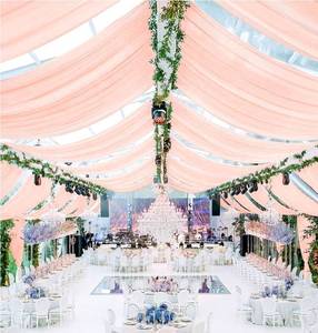 lot 23540 image: Showgeous 6 Panels Blush Pink Ceiling Drapes for Wedding Ceiling Drapes 5ftx30ft Wedding Arch Draping Fabric Sheer Curtains Voile Chiffon Drapery Draping Wedding Ceiling Decorations for Party Ceremony Stage