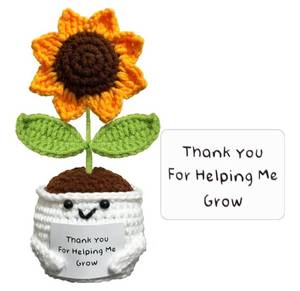 lot 23558 image: 2 Count of Positive Crochet Animals Sunflowers-Thank You for Helping Me Grow-Teacher Appreciation Graduation Christmas Gifts for Women,Emotional Support Crochet Knitted Flower