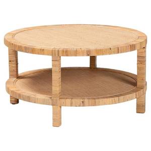 lot 30144 image: bali & pari Kalimantan Rattan and Mahogany Wood Coffee Table Light Honey - Retail $325