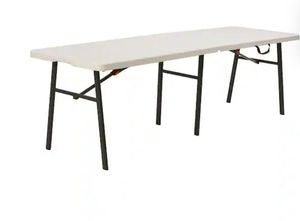 lot 30148 image: 8 ft. Rectangle Almond Resin Top Folding Utility Table Seats 8 - Retail $80