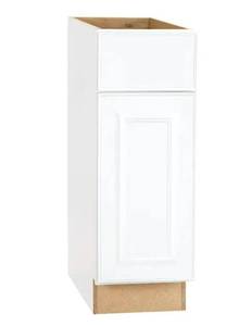 lot 30149 image: Hampton Bay 12 in. W x 24 in. D x 34.5 in. H Assembled Base Cabinet in Satin White - Retail $189