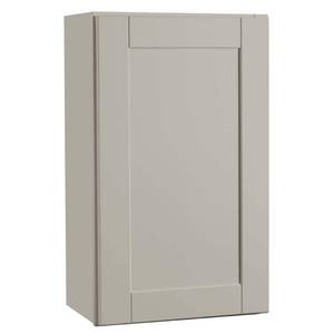 lot 30163 image: Shaker 18 in. W x 12 in. D x 30 in. H Assembled Wall Kitchen Cabinet in Dove Gray - Retail $182