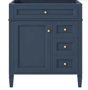 lot 30183 image: Dexmalle 30-in Navy Blue Freestanding Bathroom Vanity Base Cabinet without Top - Retail $395