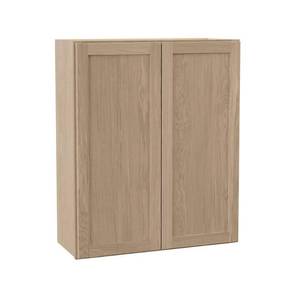 lot 30200 image: Sinclair 30 in. W x 12 in. D x 36 in. H Assembled Wall Cabinet in Shaker Light Oak - Retail $219
