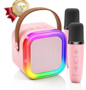 lot 31001 image: Kinglucky Mini Karaoke Machine for Kids Personal Video Players Accessories with 2 Mics Pink