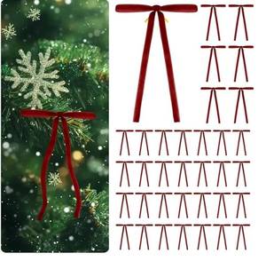 lot 31012 image: YOUFANGE 36 Pcs Velvet Bows for Christmas Tree -5 X 7 Inch Vintage Ribbon Bows Ornaments for Tree Garland Wreath, Gift Wrapping, Xmas Decorations, Red