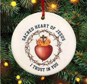 lot 31013 image: FLAGWIX Christmas Christian Gifts for Women Men - Sacred Heart Ceramic Christmas Ornaments 2025 for Xmas Decorations - Religious Gifts for Women, Religious Ornaments, Spiritual Christian Gift Ideas 2 Pack
