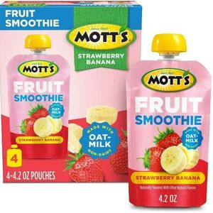 lot 31027 image: Best if Used by December 24 2025 Motts Fruit Smoothie Strawberry Banana, 4.2 oz, 4 Pack Clear Pouches 6 Boxes