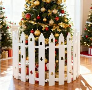 lot 31033 image: Extra Height 16 Christmas Tree Fence, 36pcs Christmas Tree Gate, White Christmas Fence Decorations for Cat, Small Dog