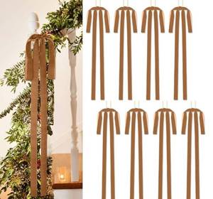 lot 31037 image: LuckyEra Velvet Christmas Bows 23.6x11.8 Inch Large Rustic Wreath Bows Christmas Tree Door Staircase Bow Ribbon Decor Indoor Outdoor Christmas Decoration (Coffee-8pcs) 2 Pack