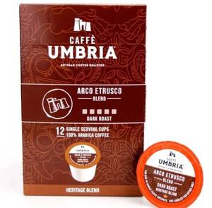 lot 31040 image: Caffe Umbria Nespresso compatible pods, ARCO ETRUSCO Blend , Dark Roast , Box of 12