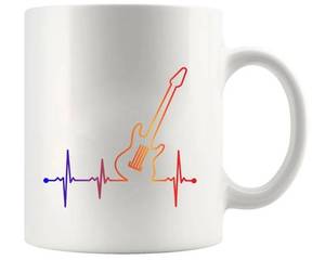 lot 31046 image: Guitar Heartbeat Guitarist Gifts Guitar Player Boyfriend Husband Dad Brother Guitar Lover Gifts Musicians Novelty Drinkware Ceramic Mug 11 oz White