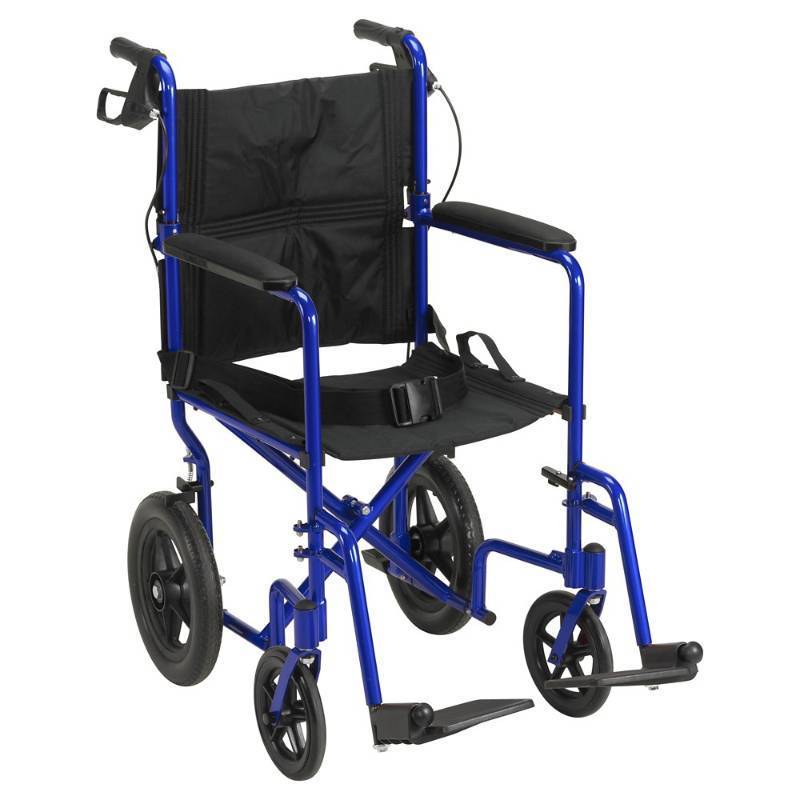 lot 8880 image: TransportWheelchairTransport Chairs Product Description Expedition X-Light Blue TransChair,1ea - Retail $150