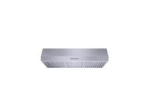 lot 21025 image: Sarela 30 in. W X 7 in. H 500CFM Convertible Under Cabinet Range Hood in Stainless Steel with LED Lights and Filter (See Pics) - Retail $199