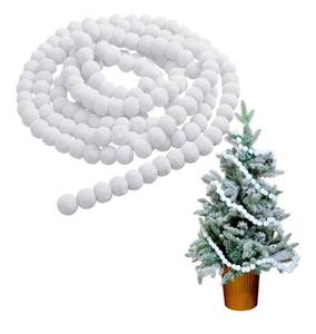 lot 23687 image: 2 Count of Oudain 15 Feet White Felt Pom Pom Ball Ornaments Garland Christmas Tree Decor Vintage Wall Hanging String Pompom Snowball Beads Ornament Xmas Trees Home Indoor Holiday Birthday Party Supplies