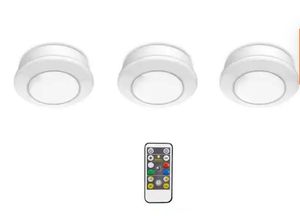lot 30273 image: (3-Pk) LED Battery Operated Puck Light with Dimmable RGB Color Changing 3