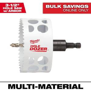 lot 30275 image: Pack of 1  Milwaukee 49-56-9682 3-12 Hole Dozer Bi-Metal Hole Saw W Arbor