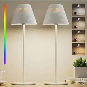 lot 31086 image: Honeywell Cordless Table Lamps Rechargeable Set of 2, M1 Sunturalux Portable LED Desk Lamp 5200mAh 4Color 9RGB Dimmable Bedside Lamps for RestaurantBedroomBarsPartyCamping Night Light