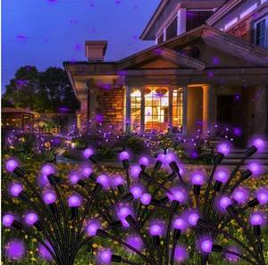 lot 31090 image: Kohlrabi Solar Garden Lights Outdoor, 4 Pack 40 LED Solar Purple Firefly Lights Waterproof, Sway by Wind, Halloween Swaying Light for Yard Patio Backyard Garden Planter Flower Bed Pathway Decoration