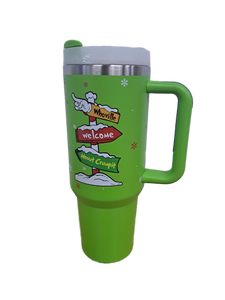 lot 31091 image: GOTOYZONE 40oz Stainless Steel Tumbler with Handle and Straw, Funny Christmas Mug Holiday Gift (Green2)