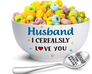 lot 31097 image: Husband Gifts for Birthday Christmas Fathers Day,Best Ever Husband Gifts for Wedding Anniversary from Wife,Funny Cereal Bowl and Cereal Killer Spoon Sets Present for Valentines Day