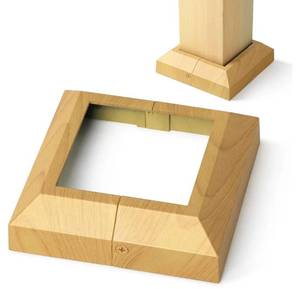 lot 31098 image: 12pack 3.5 Deck Post Base Cover, Aluminum Split Type Post Skirt, for Stairs, Deck railings, Porches and Deck Base Bracket Covers (Burlywood)