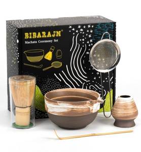 lot 31105 image: Bibarajm 5PCS Matcha Tea Set Matcha Kit for Ceremony Ceramic Set for Traditional Japanese Tea Ceremony with Whisk and Bowl, Matcha Spoon, Whisk Holder