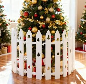 lot 31115 image: Extra Height 16 Christmas Tree Fence, 36pcs Christmas Tree Gate, White Christmas Fence Decorations for Cat, Small Dog, Suit for Christmas, Birthday, Wedding Decoration