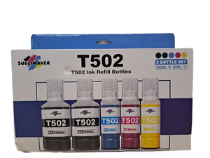 lot 31116 image: Sublimaker T502 Ink Refill Bottles 5 Bottle Set 150ML 2 80ML 3