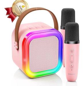 lot 31128 image: Kinglucky New 2025 All-in-One Kids Audio Player, No Wi-Fi or Cards Needed, Built-in Stories, White Noise, Pixel Display, 2 Mics & Bluetooth, Screen for Toddlers & Girls (Pink)