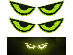 lot 31133 image: Thcbme 2 Pack Car Stickers Eye Yellow Night Safety Driving Reflective Cute Caution Decal, Motorcycle Helmet Stickers Decals, for Bumpers, Window, Laptop, Wall (Yellow) Reflective 4 by 2
