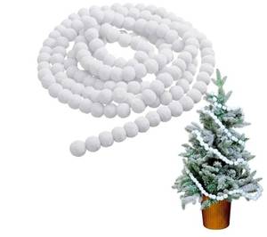 lot 31141 image: Oudain 15 Feet White Felt Pom Pom Ball Ornaments Garland Christmas Tree Decor Vintage Wall Hanging String Pompom Snowball Beads Ornament Xmas Trees Home Indoor Holiday Birthday Party Supplies 3 Pack