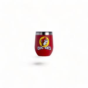 lot 31154 image: Buc-ees 10 oz Wine Stainless Steel Red Tumbler Vacuum Double Wall Insulation Lid