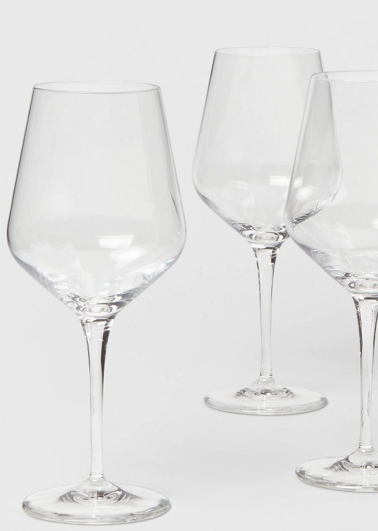 lot 23159 image: 22oz 3pk Glass Atherton Red Wine Glasses - Threshold Traditional Style, Dishwasher-Safe, BPA & Lead-Free Drinkware