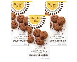 lot 16346 image: Simple Mills Almond Flour Double Chocolate Chip Cookies, Gluten Free and Delicious Crunchy Cookies, Organic Coconut Oil, Good for Snacks (Packaging May Vary), 5.5 Ounce (Pack of 3)