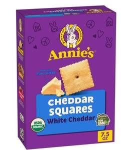 lot 16349 image: Annies Organic White Cheddar Squares Baked Snack Crackers, Made with Real Cheese, 7.5 oz