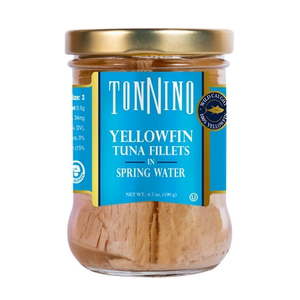 lot 23707 image: Tonnino Premium Yellowfin Tuna Fillet in Spring Water  6.7 oz  Jar  Wild Caught Best By April 05, 2029
