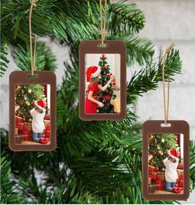 lot 23708 image: Bucherry 12 Pcs Flocked Velvet Christmas Tree Photo Frame Ornaments Festive Hanging Picture Baubles Decor Acrylic Double-sided Photo Frame Xmas Decor for Holiday Season Party(Brown)