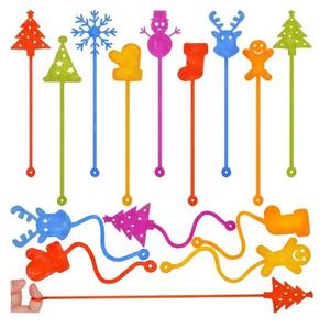 lot 23710 image: 36 Pack Christmas Sticky Hands Toys Christmas Tree Hat Stocking Glove Deer Snowman Sticky Stretchy Toys for Kids Girls Boys Christmas Stocking Stuffers Party Favors Gifts - Retail $10
