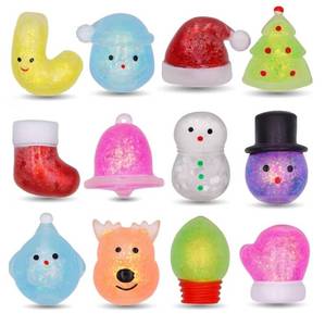 lot 23717 image: 2 Packs of 12 Pack Christmas Squeeze Toys Squishy Stress Ball Fidget Toys for Kids Girls Boys Christmas Stocking Stuffers Party Favors Gifts