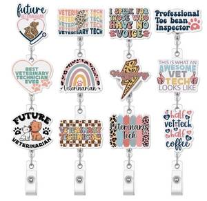 lot 23720 image: Geyoga 12 Pcs Vet Tech Gifts Bulk Vet Tech Badge Reel Veterinary Technician Week Badge Holder Retractable for Social Workers Dentist Volunteer Ot Doctor Nurse Coworker Appreciation