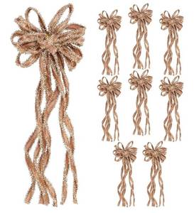 lot 23725 image: SY Super Bang 8 Pcs KhakiGold Velvet Christmas Bows for Christmas Tree Decorations Door Wreath Garland Bow Ornaments, for Gift Wrapping Wedding Home Holiday Party Decor.