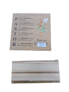 lot 23730 image: Romart Pastor Appreciation Gifts Plaque, Square-Shaped Acrylic Plaque with Wooden Stand, Thoughtful Christian Gift for Pastors with Inspirational Acronym