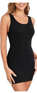 lot 23735 image: Womens Summer 2025 Sleeveless Crew Neck Bodycon Dress Club Party Mini Casual Slim Fit Dress- Large