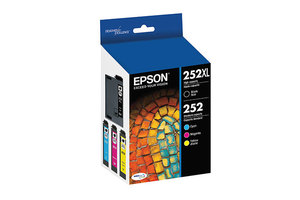 lot 23747 image: Epson 252XL Black, 252 CMY Combo 4pk Ink Cartridges - Black, Cyan, Magenta, Yellow (T252XL-BCS-CP)