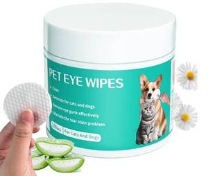 lot 23795 image: Dog Eye Wipes Gently Remove Tear Stain Eye Debris for Dogs &Cats Pet Grooming Kit Care Wash Cleaner for Eyes 100pcs Unscented Best By 05252027