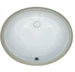 lot 30425 image: 17 in. Undermount Oval Porcelain Bathroom Standard Vessel Sink in White